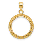 Charger l'image dans la galerie, 10K Yellow Gold 16.5 mm Coin Bezel Holder Pendant Beaded 1/10 oz American Eagle Krugerrand Prong
