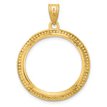 Załaduj obraz do przeglądarki galerii, 10K Yellow Gold 22 mm Coin Bezel Holder Pendant Beaded 1/4 oz American Eagle Panda 2 Rand US $5 Jamestown Prong
