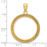 Załaduj obraz do przeglądarki galerii, 10K Yellow Gold 22 mm Coin Bezel Holder Pendant Beaded 1/4 oz American Eagle Panda 2 Rand US $5 Jamestown Prong
