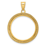 Załaduj obraz do przeglądarki galerii, 10K Yellow Gold 22 mm Coin Bezel Holder Pendant Beaded 1/4 oz American Eagle Panda 2 Rand US $5 Jamestown Prong
