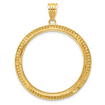 Load image into Gallery viewer, 10K Yellow Gold 32.7 mm Coin Bezel Holder Pendant Beaded 1 oz American Eagle Cat Krugerrand Prong
