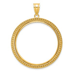 Load image into Gallery viewer, 10K Yellow Gold 32.7 mm Coin Bezel Holder Pendant Beaded 1 oz American Eagle Cat Krugerrand Prong
