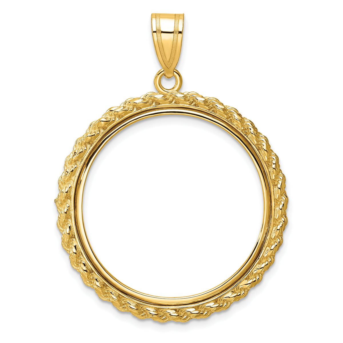 10k yellow gold rope edge 1/2 oz american eagle panda us $10 dollar liberty indian coin bezel holder pendant prong fits 27 mm coins