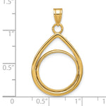 Load image into Gallery viewer, 10K Yellow Gold 16.5 mm Coin Bezel Holder Pendant Teardrop 1/10 oz American Eagle Krugerrand Prong
