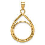 Load image into Gallery viewer, 10K Yellow Gold 16.5 mm Coin Bezel Holder Pendant Teardrop 1/10 oz American Eagle Krugerrand Prong
