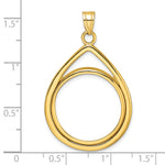 Carica l'immagine nel visualizzatore di Gallery, 10K Yellow Gold 22 mm Coin Bezel Holder Pendant Teardrop 1/4 oz American Eagle Panda 2 Rand US $5 Jamestown Prong
