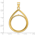 Indlæs billede til gallerivisning 10K Yellow Gold 27 mm Coin Bezel Holder Pendant Teardrop 1/2 oz American Eagle Panda US $10 Dollar Liberty Indian Prong
