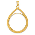 Charger l'image dans la galerie, 10K Yellow Gold 32.7 mm Coin Bezel Holder Pendant Teardrop 1 oz American Eagle Cat Krugerrand Prong
