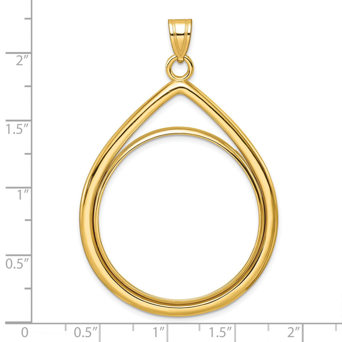 10K Yellow Gold 32.7 mm Coin Bezel Holder Pendant Teardrop 1 oz American Eagle Cat Krugerrand Prong
