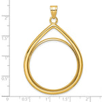 Charger l'image dans la galerie, 10K Yellow Gold 32.7 mm Coin Bezel Holder Pendant Teardrop 1 oz American Eagle Cat Krugerrand Prong
