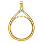 Charger l'image dans la galerie, 10K Yellow Gold 32.7 mm Coin Bezel Holder Pendant Teardrop 1 oz American Eagle Cat Krugerrand Prong
