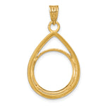Carregar imagem no visualizador da galeria, 10K Yellow Gold 16.5 mm Coin Bezel Holder Pendant Diamond Cut Teardrop 1/10 oz American Eagle Krugerrand Prong
