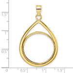 Carica l'immagine nel visualizzatore di Gallery, 10K Yellow Gold 22 mm Coin Bezel Holder Pendant Diamond Cut Teardrop 1/4 oz American Eagle Panda 2 Rand US $5 Jamestown Prong
