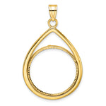 Carica l'immagine nel visualizzatore di Gallery, 10K Yellow Gold 22 mm Coin Bezel Holder Pendant Diamond Cut Teardrop 1/4 oz American Eagle Panda 2 Rand US $5 Jamestown Prong
