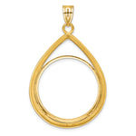 Indlæs billede til gallerivisning 10K Yellow Gold 27 mm Coin Bezel Holder Pendant Diamond Cut Teardrop 1/2 oz American Eagle Panda US $10 Dollar Liberty Indian Prong
