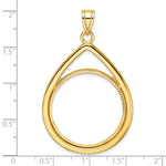 Indlæs billede til gallerivisning 10K Yellow Gold 27 mm Coin Bezel Holder Pendant Diamond Cut Teardrop 1/2 oz American Eagle Panda US $10 Dollar Liberty Indian Prong
