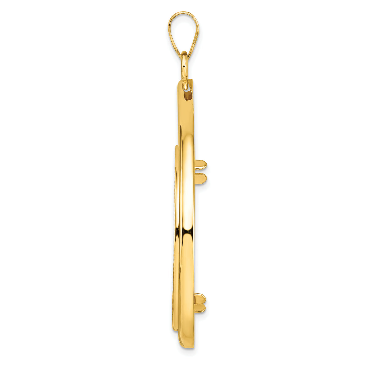 10K Yellow Gold 32.7 mm Coin Bezel Holder Pendant Diamond Cut Teardrop 1 oz American Eagle Cat Krugerrand Prong