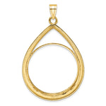 Załaduj obraz do przeglądarki galerii, 10K Yellow Gold 32.7 mm Coin Bezel Holder Pendant Diamond Cut Teardrop 1 oz American Eagle Cat Krugerrand Prong
