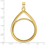 Załaduj obraz do przeglądarki galerii, 10K Yellow Gold 32.7 mm Coin Bezel Holder Pendant Diamond Cut Teardrop 1 oz American Eagle Cat Krugerrand Prong
