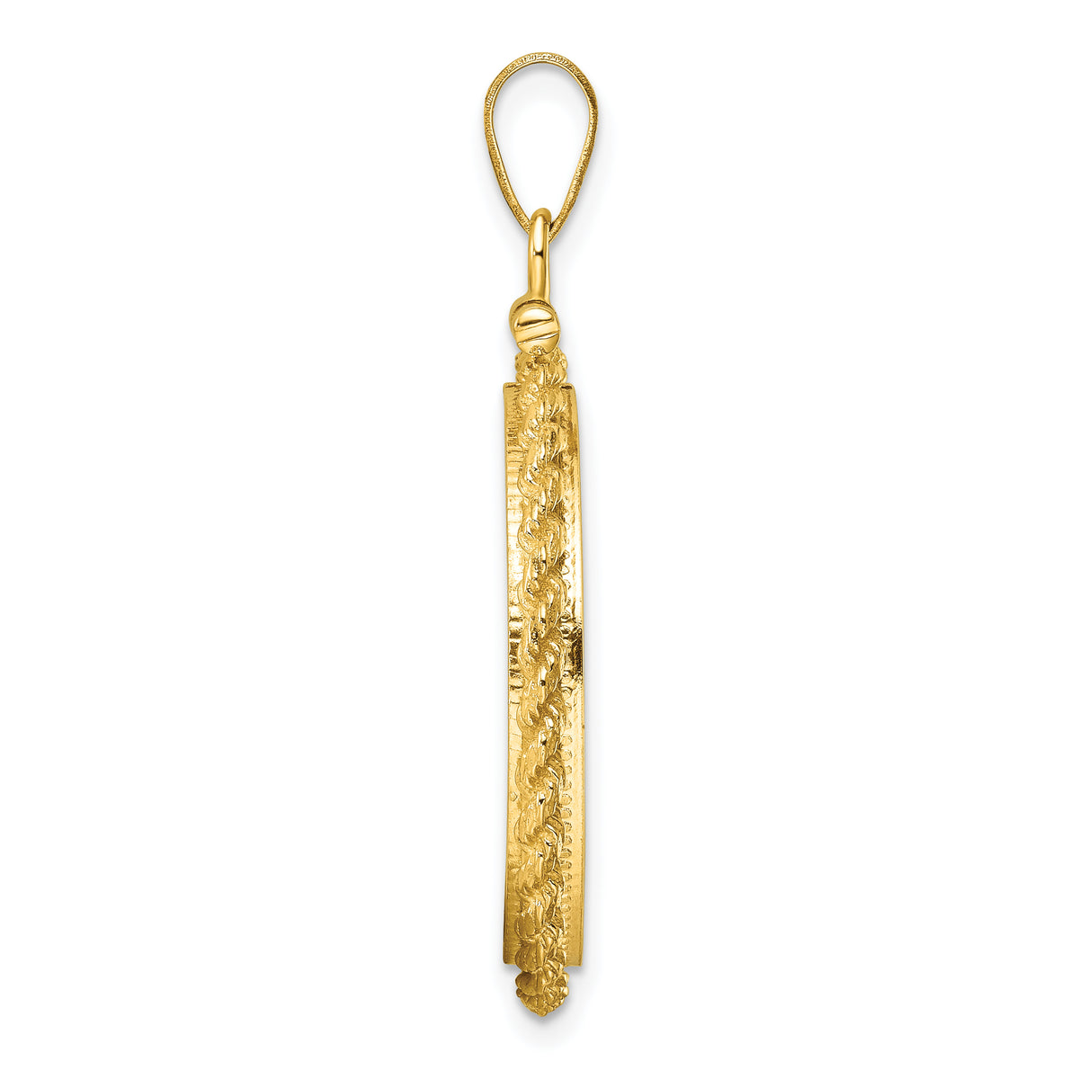 14K Yellow Gold 22 mm Coin Bezel Holder Pendant Charm Diamond Cut Rope Edge 1/4 oz American Eagle Panda 2 Rand US $5 Jamestown Screw Top