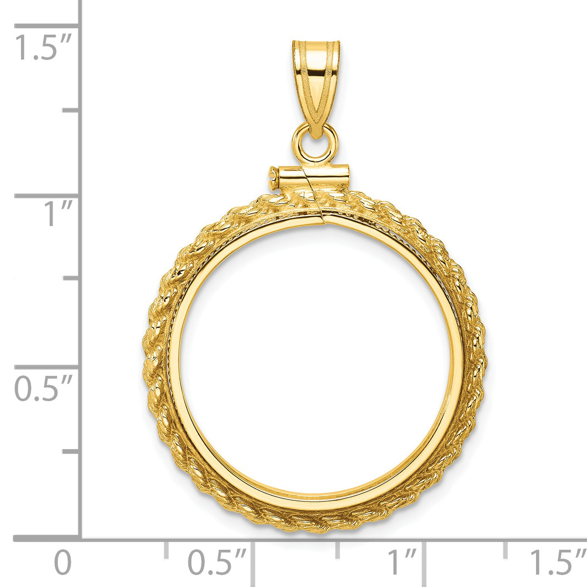 14K Yellow Gold 22 mm Coin Bezel Holder Pendant Charm Rope Edge 1/4 oz American Eagle Panda 2 Rand US $5 Jamestown Screw Top