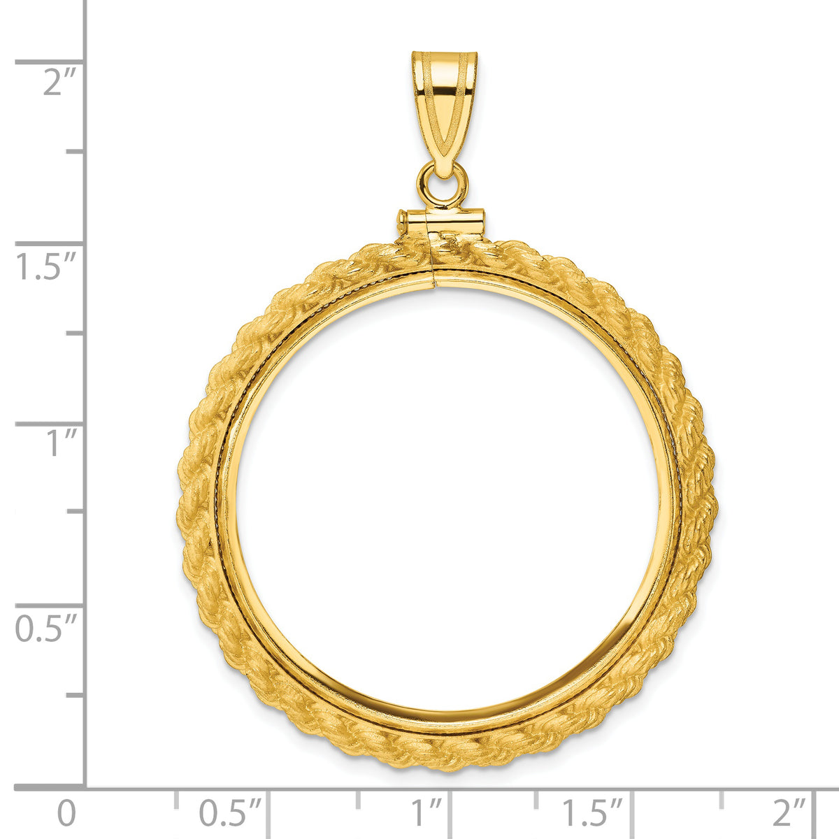 14K Yellow Gold 32 mm Coin Bezel Holder Pendant Charm Rope Edge Old US Series 1 oz Panda Australian Nugget Kangaroo Koala Screw Top