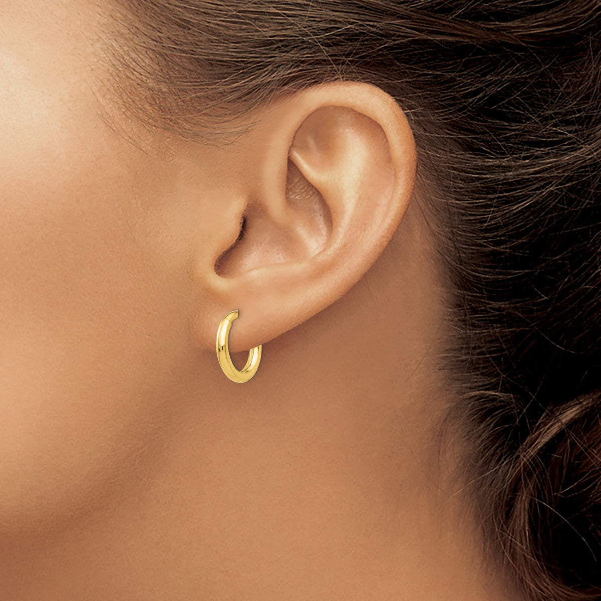 14K Yellow Gold 15mm x 2.5mm Non Pierced Round Hoop Earrings