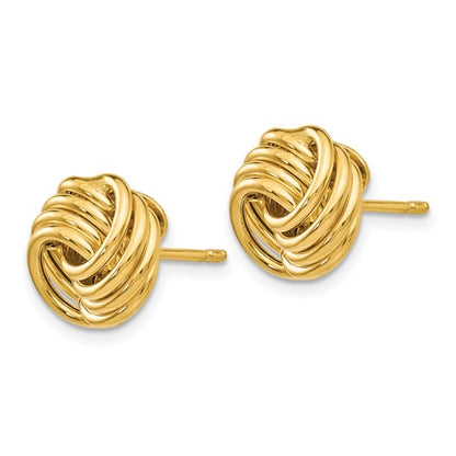14k yellow gold 12mm love knot post earrings