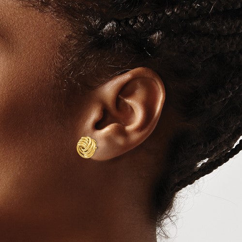 14k Yellow Gold 12mm Love Knot Post Earrings