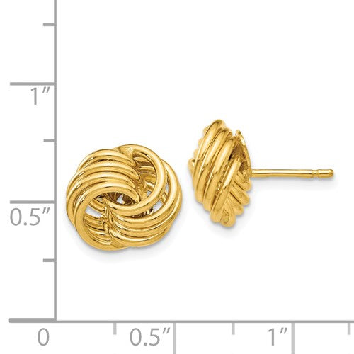 14k yellow gold 12mm love knot post earrings