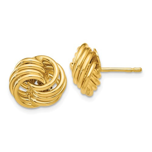 14k yellow gold 12mm love knot post earrings