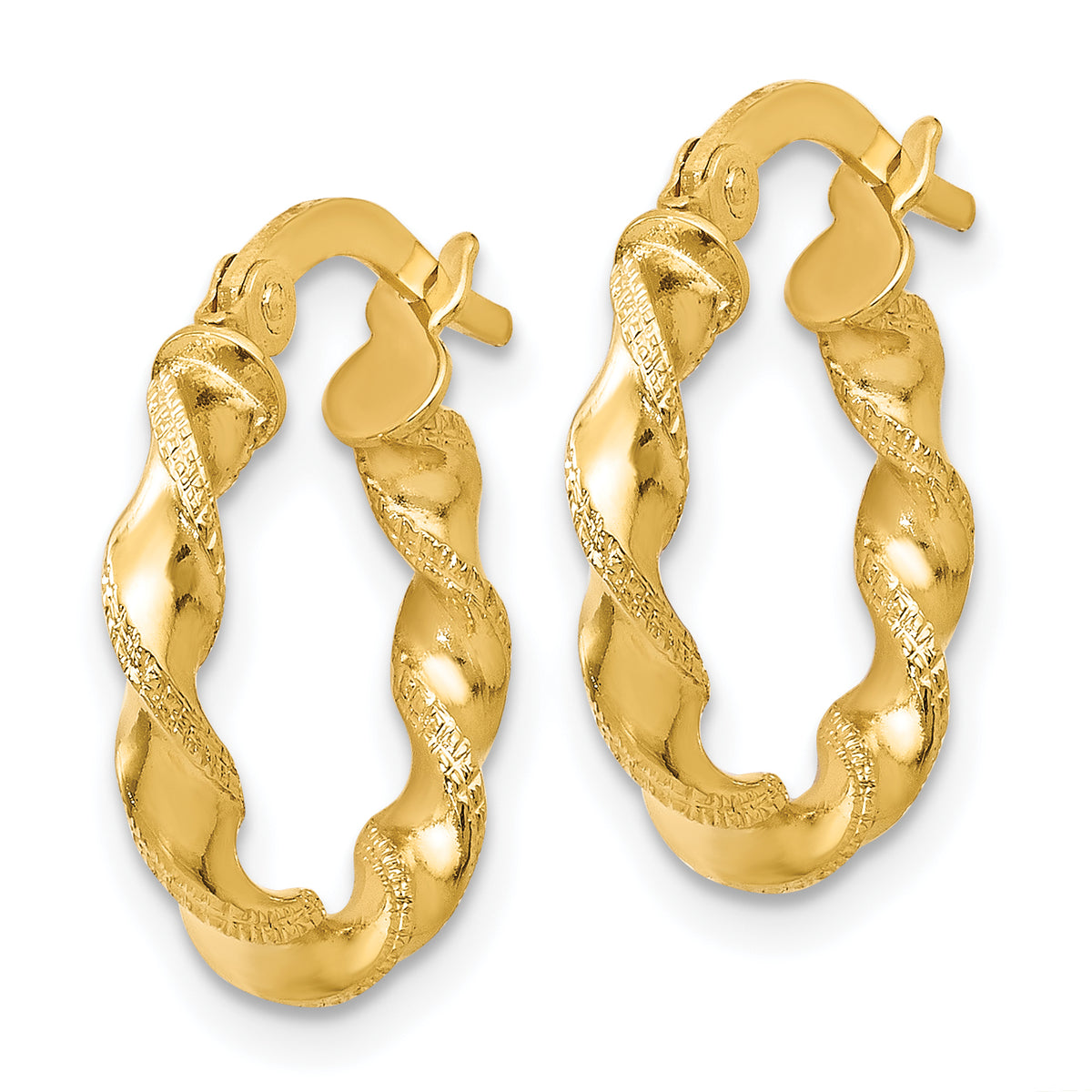 14K Yellow Gold 16mm x 2.5mm Twisted Round Hoop Earrings