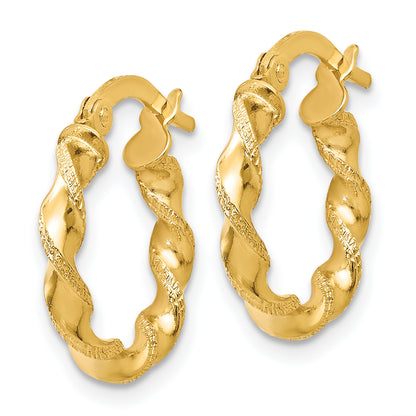 14K Yellow Gold 16mm x 2.5mm Twisted Round Hoop Earrings