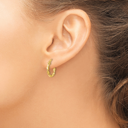 14K Yellow Gold 16mm x 2.5mm Twisted Round Hoop Earrings