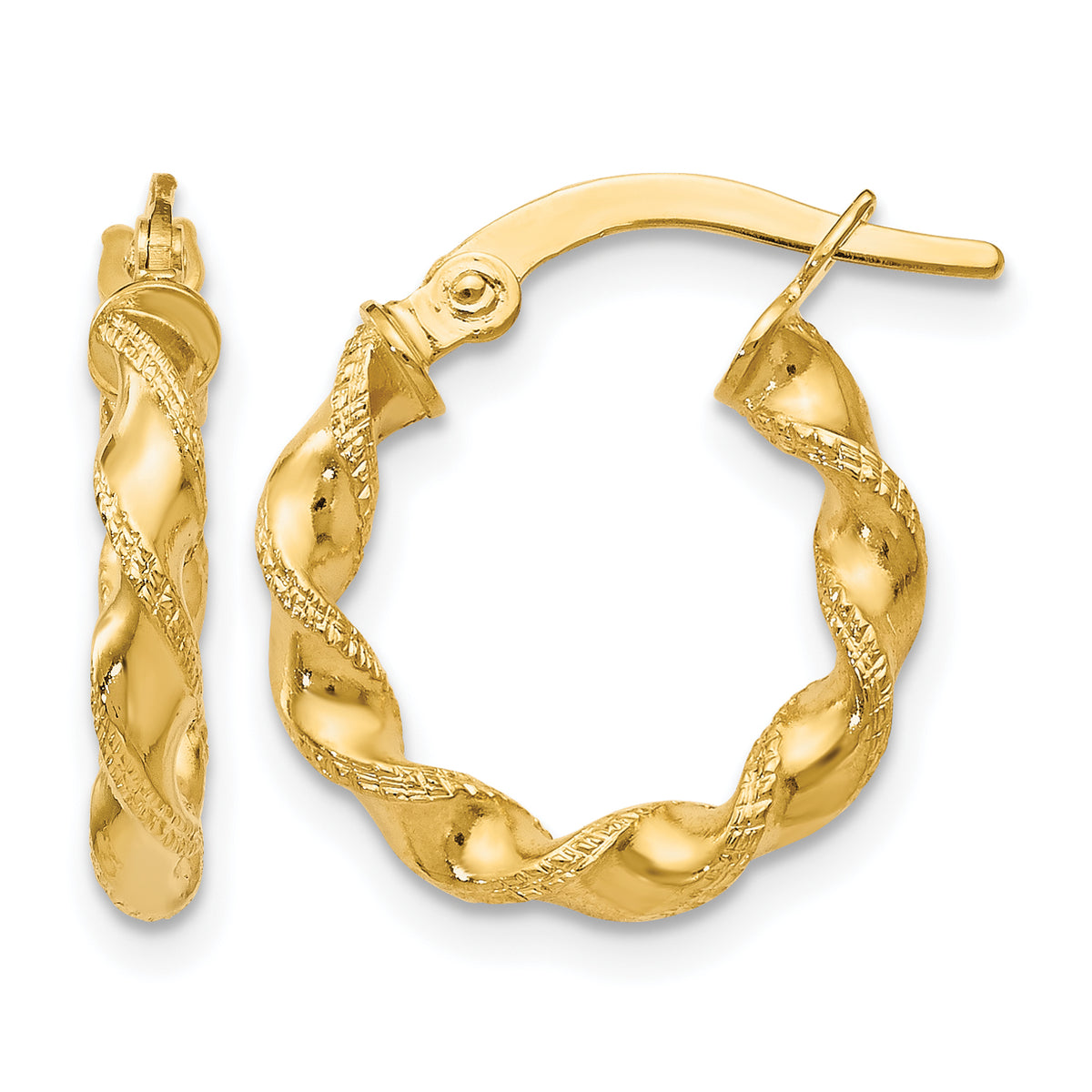 14K Yellow Gold 16mm x 2.5mm Twisted Round Hoop Earrings