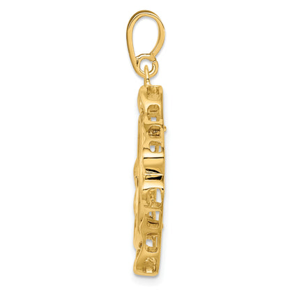 14K Yellow Gold 17.8 mm Coin Bezel Holder Pendant Cushion Shaped Scroll Design US $2.50 Dollar Liberty Indian Barber Dime Mercury Dime Prong