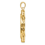 Carregar imagem no visualizador da galeria, 14K Yellow Gold 30 mm Coin Bezel Holder Pendant Cushion Shaped Scroll Design 1 oz Maple Leaf 1/2 oz Cat Prong
