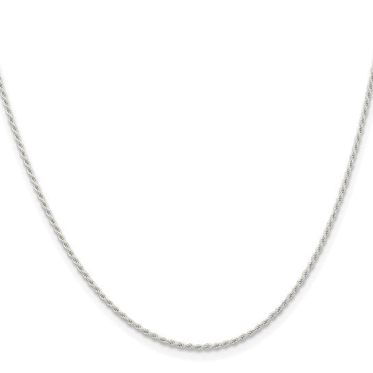 Sterling Silver Rhodium Plated 1.30mm Rope Bracelet Anklet Necklace Chain
