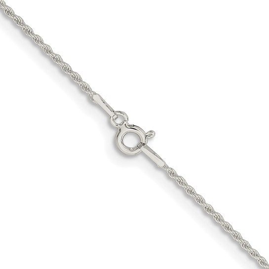 Sterling Silver Rhodium Plated 1.30mm Rope Bracelet Anklet Necklace Chain
