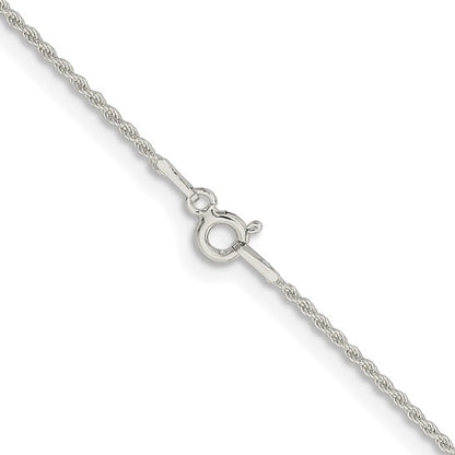 Sterling Silver Rhodium Plated 1.30mm Rope Bracelet Anklet Necklace Chain