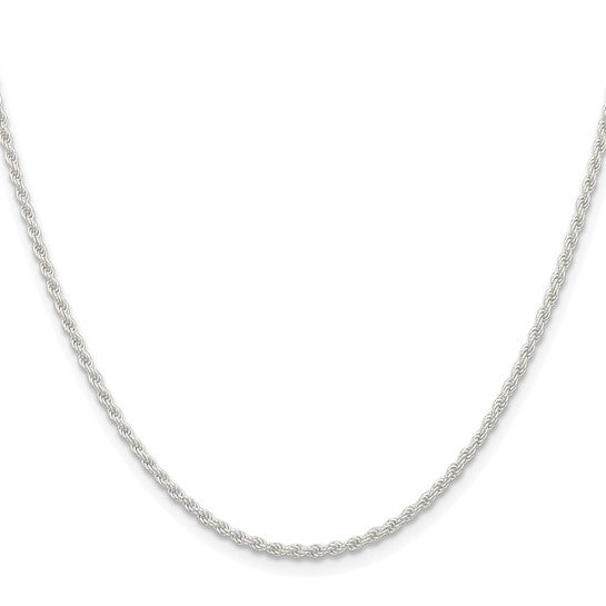 Sterling Silver Rhodium Plated 1.80mm Rope Bracelet Anklet Necklace Chain