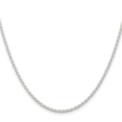 Sterling Silver Rhodium Plated 1.80mm Rope Bracelet Anklet Necklace Chain