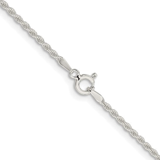 Sterling Silver Rhodium Plated 1.80mm Rope Bracelet Anklet Necklace Chain