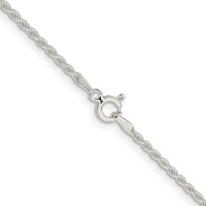 Sterling Silver Rhodium Plated 1.80mm Rope Bracelet Anklet Necklace Chain
