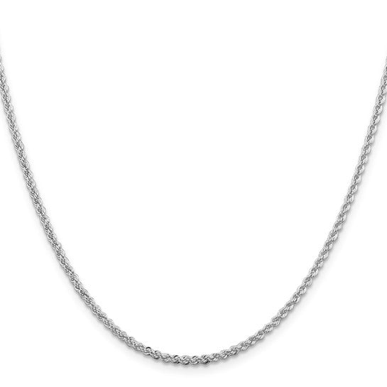 Sterling Silver Rhodium Plated 2.30mm Rope Bracelet Anklet Necklace Chain