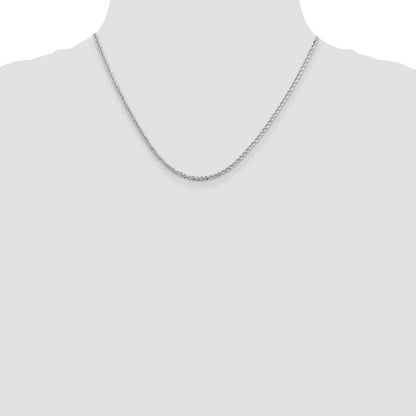 Sterling Silver Rhodium Plated 2.30mm Rope Bracelet Anklet Necklace Chain
