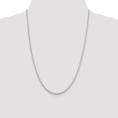 Sterling Silver Rhodium Plated 2.30mm Rope Bracelet Anklet Necklace Chain