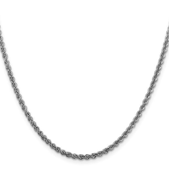 Sterling Silver Rhodium Plated 2.50mm Rope Bracelet Anklet Necklace Chain