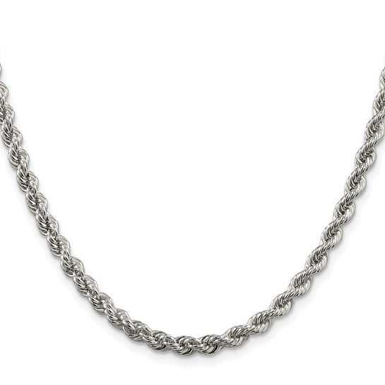 Sterling Silver Rhodium Plated 4.30mm Rope Bracelet Anklet Necklace Chain