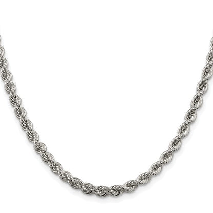 Sterling Silver Rhodium Plated 4.30mm Rope Bracelet Anklet Necklace Chain